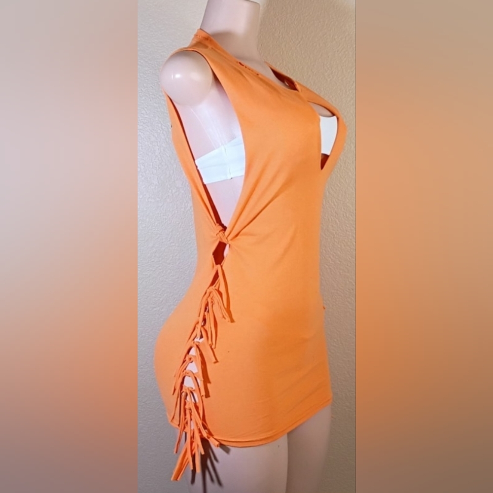 Orange NFL Custom Fringe.Bengals Tank Top - Picture 5 of 7